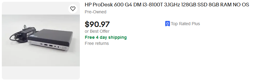 An example listing for a HP ProDesk 600