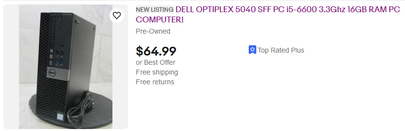 An example listing for a Dell OptiPlex 5040